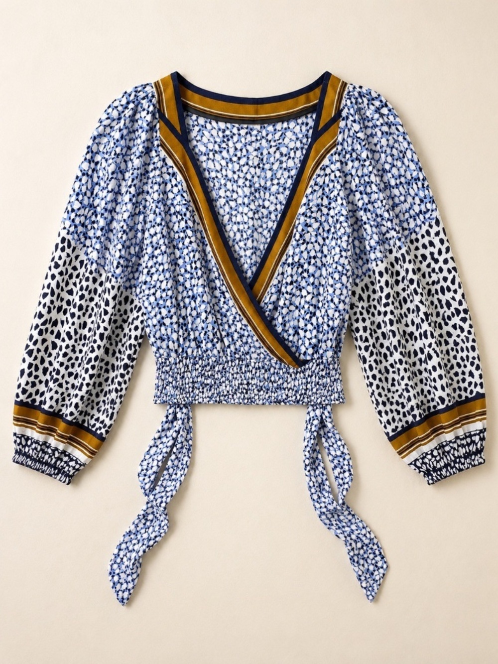 Maeve By Anthropologie Blue & White Wrap Blouse - size small